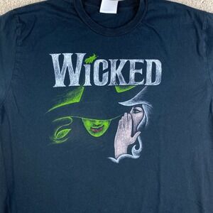 Wicked Musical Green For Good Organic Cotton T-Shirt Black Large Defy Gravity